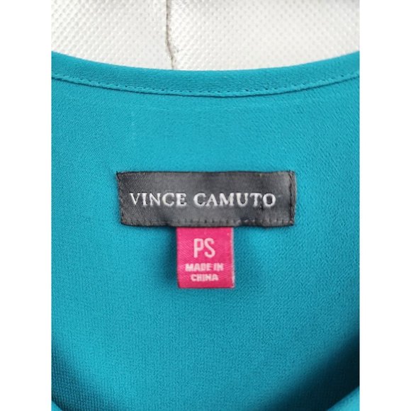 Vince Camuto Turquoise Chiffon Layered Ruffle Sleeveless Blouse Top PS - Picture 4 of 7